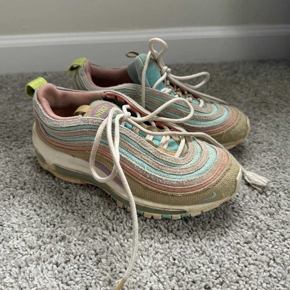 Nike Air Max 97 Se Sun Club Blue White Pink Tan Youth Size 3.5